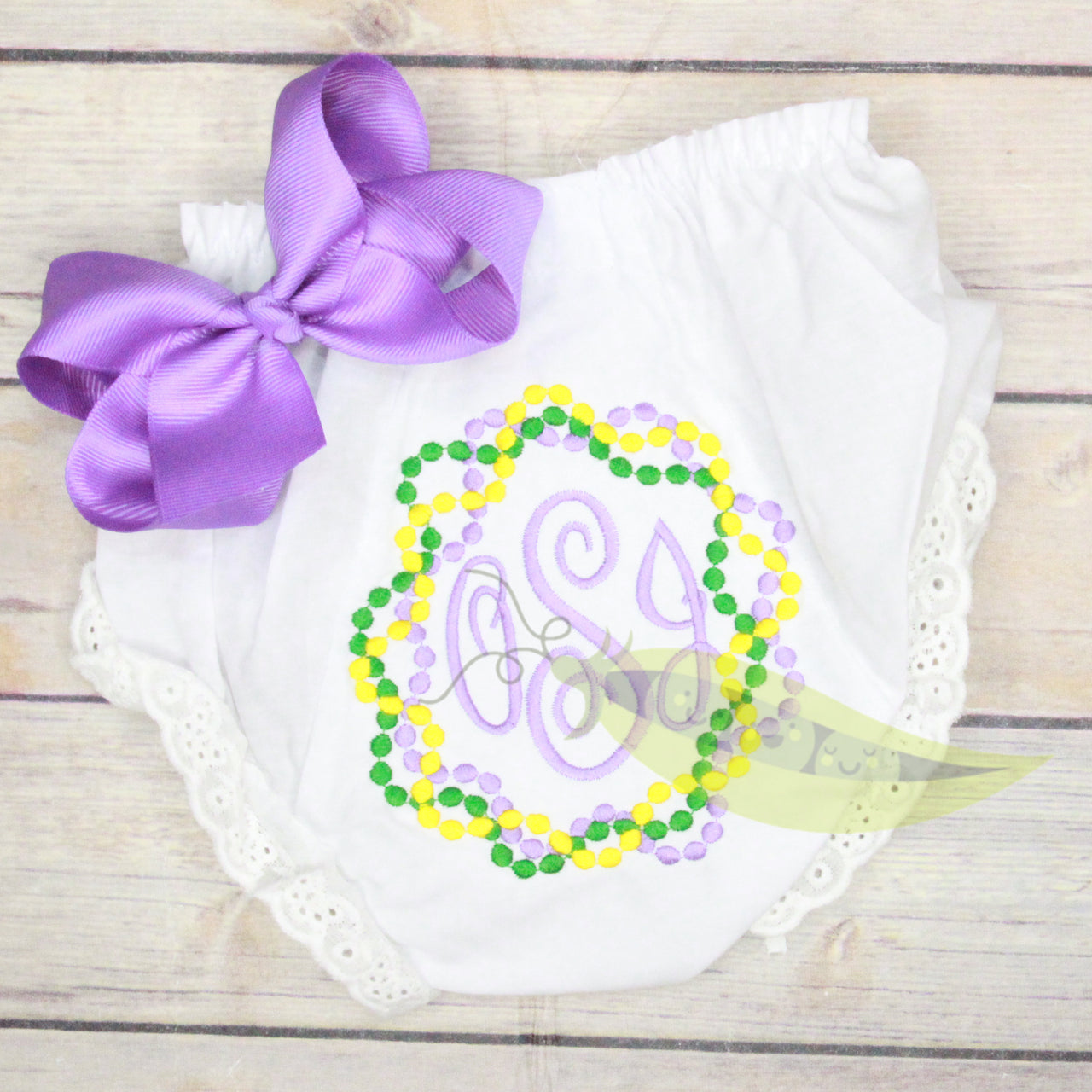 Mardi Gras Monogrammed Bloomers