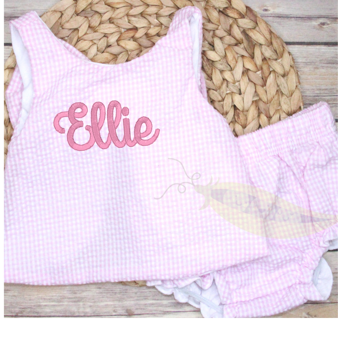 Pink Gingham Bow Swing Set