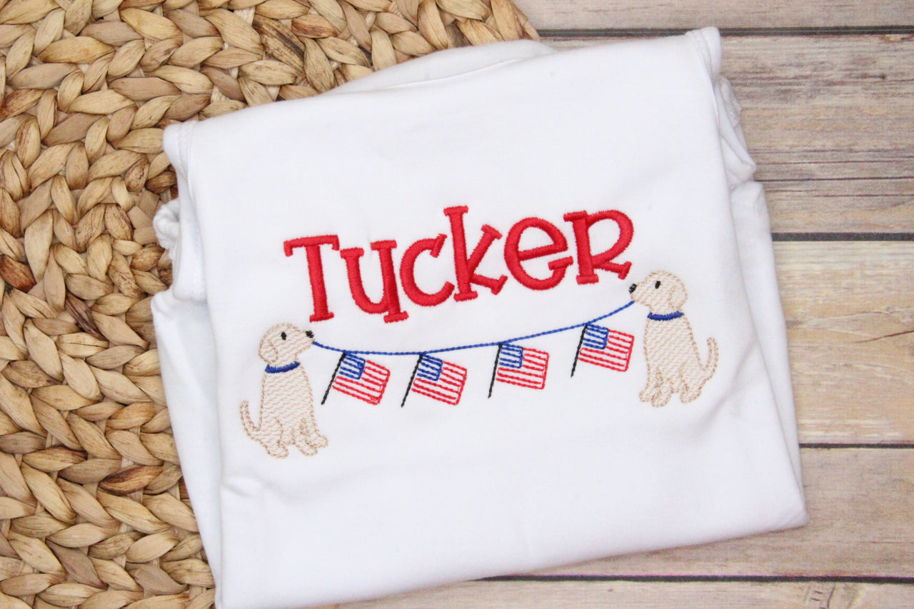 Patriotic Pups with Flag Banner