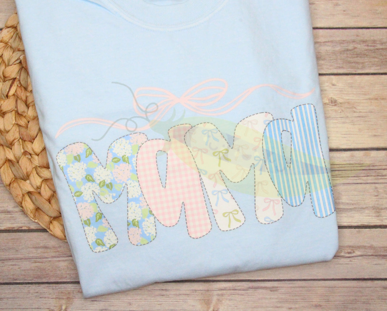 Pink and Blue Gingham Bow MAMA