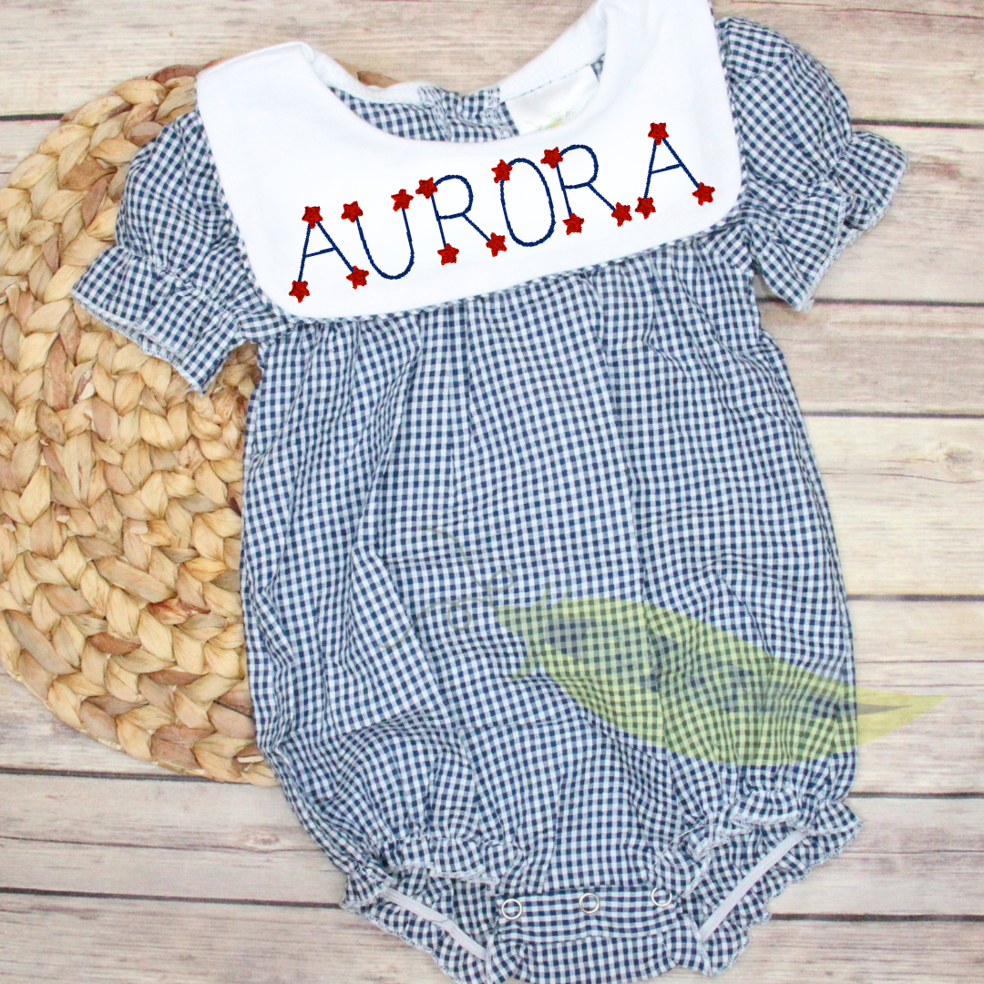 Patriotic Navy Gingham Bib Bubble