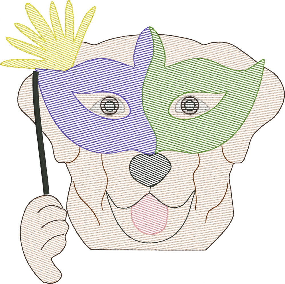 Mardi Gras Sketch Pup Mask
