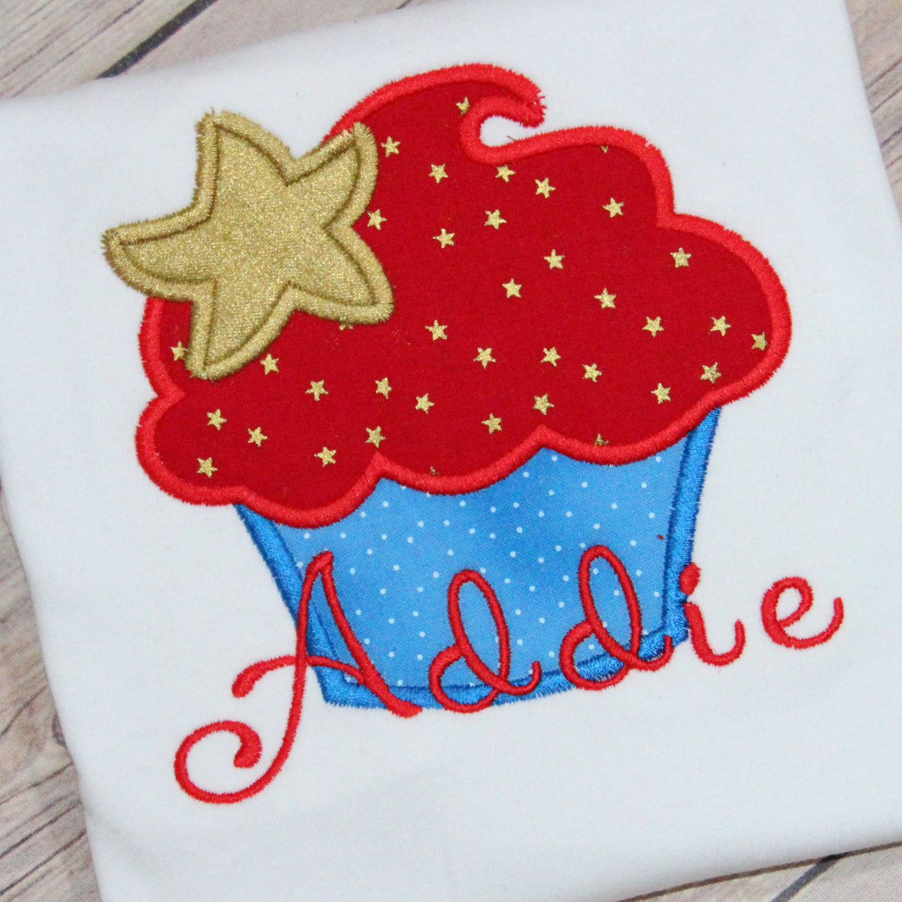 Patriotic Cupcake Embroidery Design
