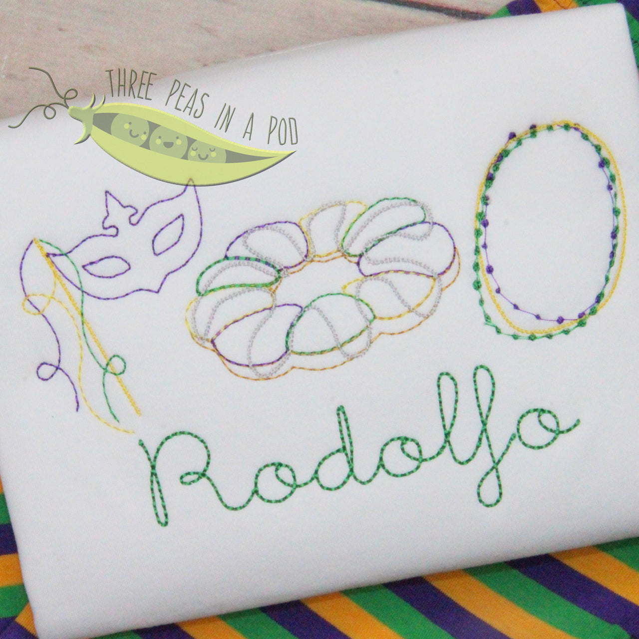 Mardi Gras Embroidery Trio