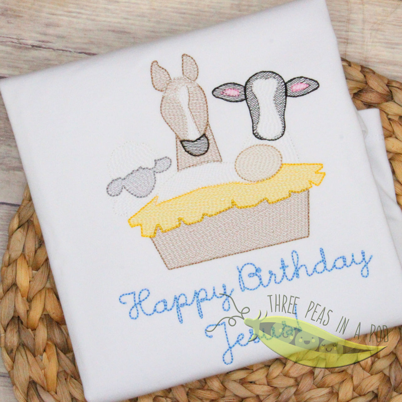 Happy Birthday Jesus - Manger with Animals