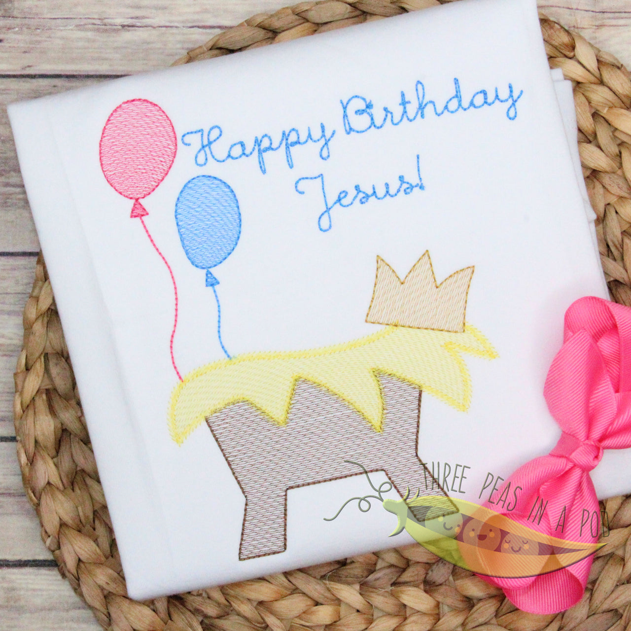 Happy Birthday Jesus - Manger with Balloons