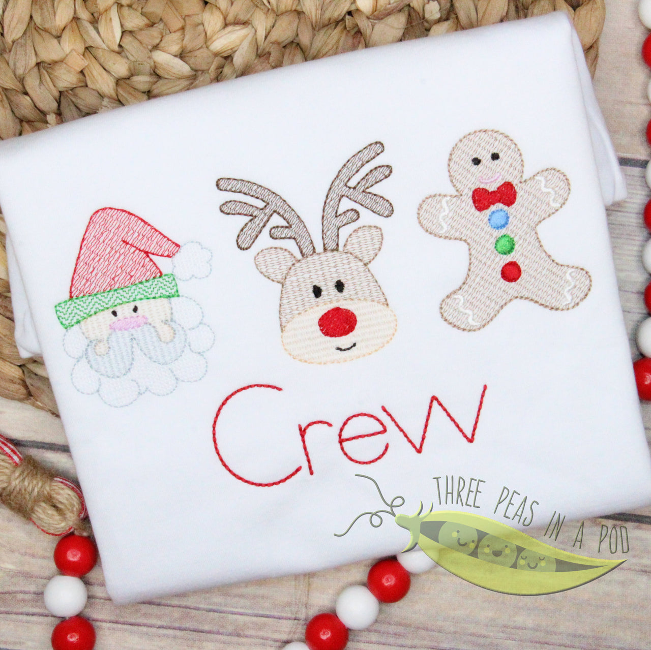 Santa, Reindeer, Gingerbread Boy, Holiday Christmas Trio