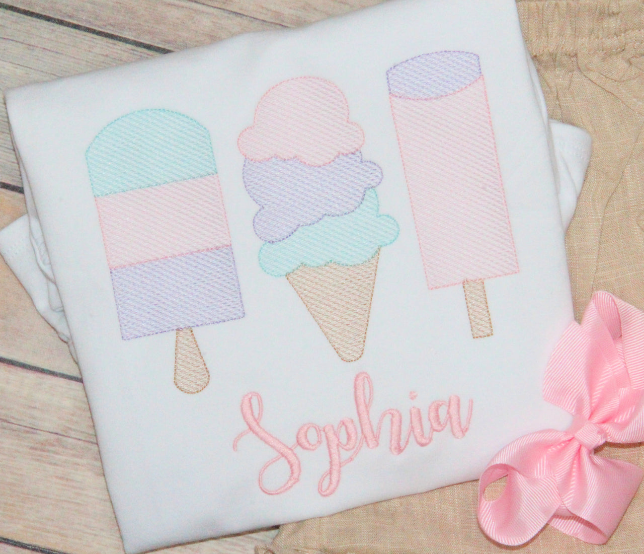 Ice Cream Embroidery Design