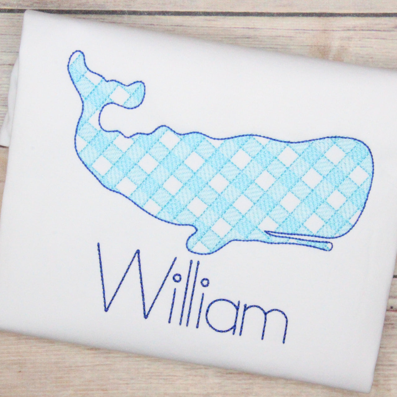 Gingham Whale Embroidery Design