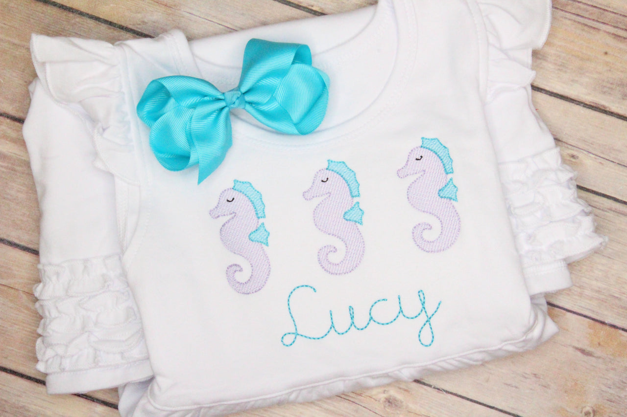 Seahorse Trio Embroidery Design