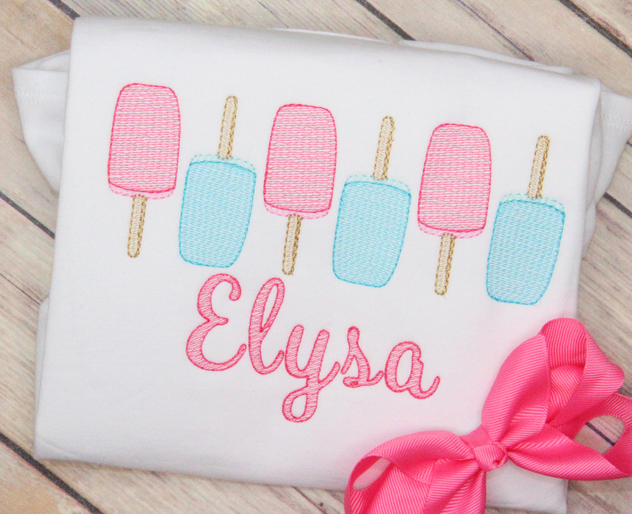 Popsicle Row Embroidery Design