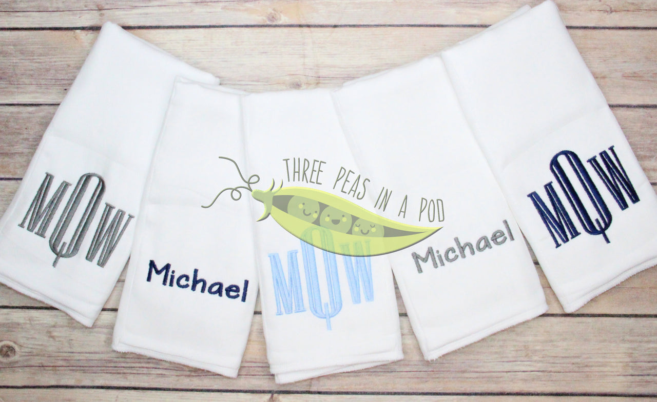 Monogrammed Burp Cloths
