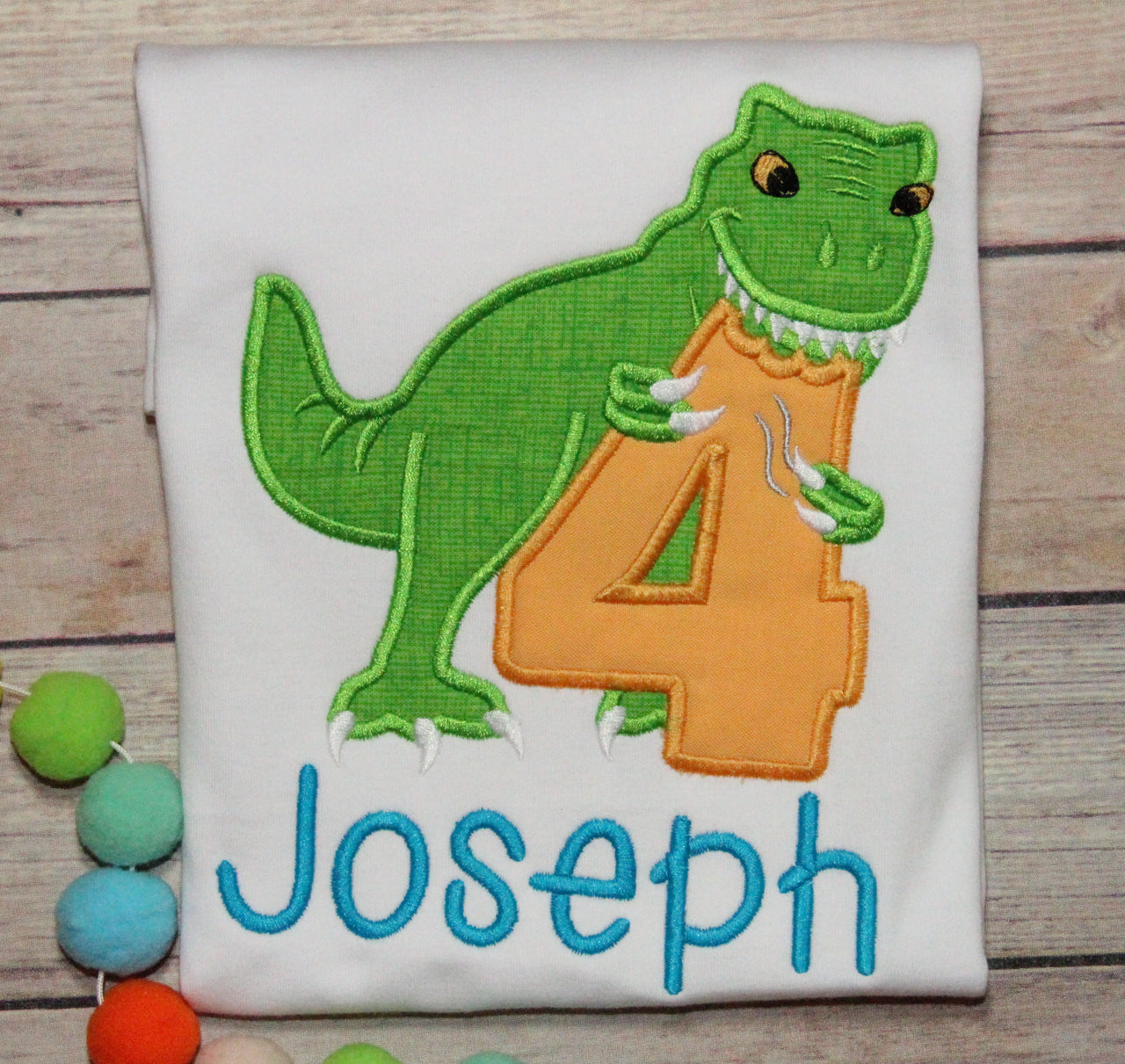 Dinosaur Birthday Applique Design