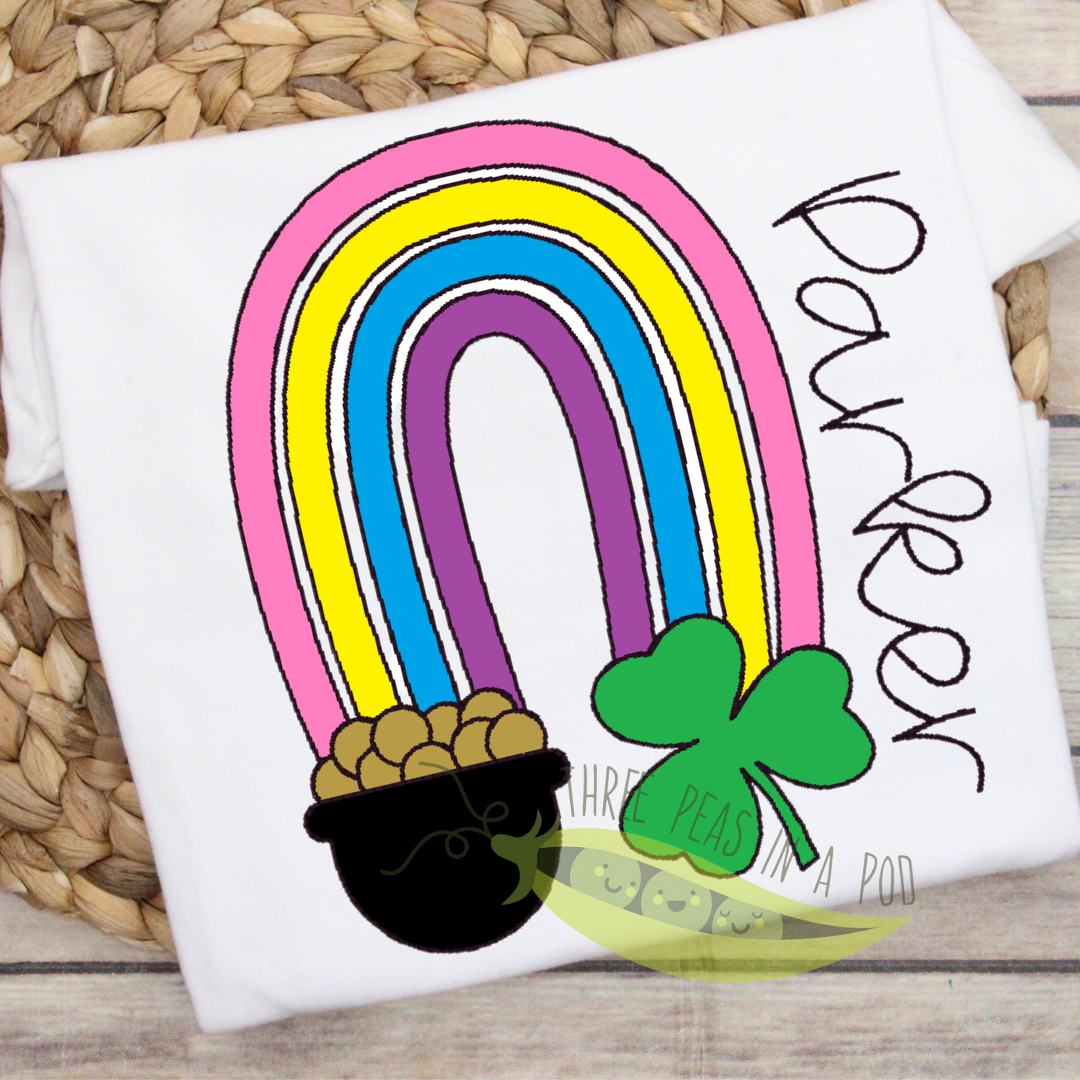 Rainbow with Clover and Pot of Gold