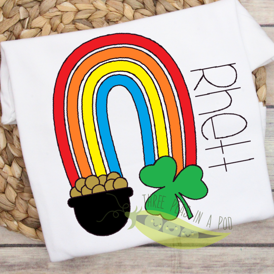 Rainbow with Clover and Pot of Gold