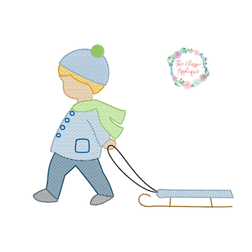 Boy Pulling Sled
