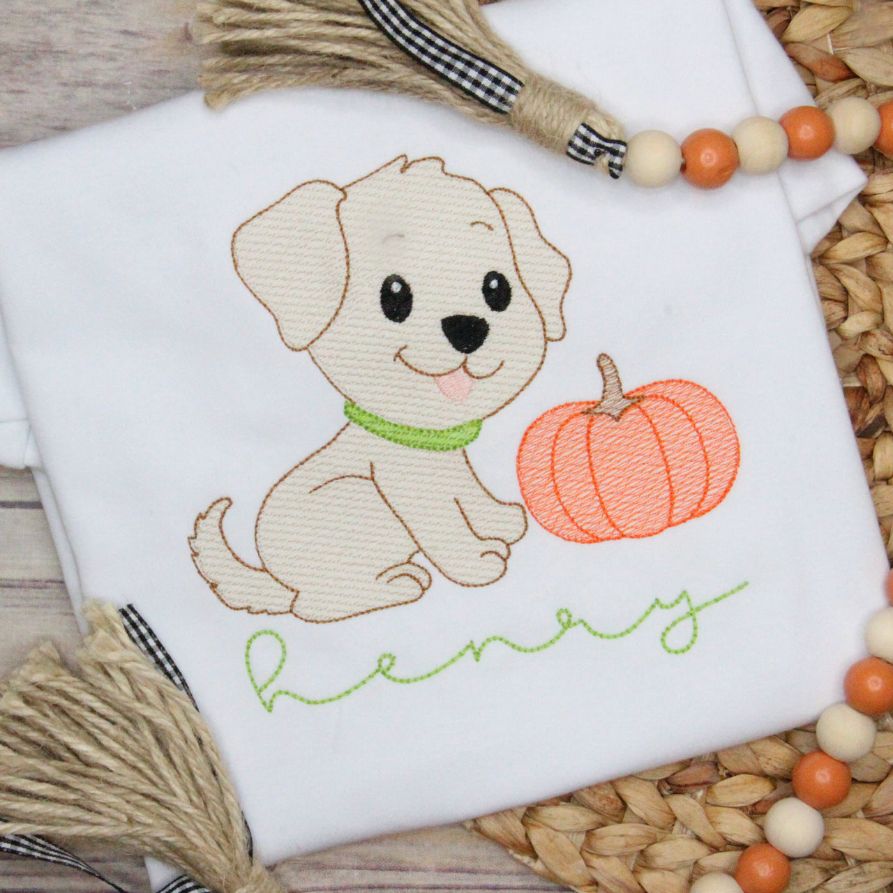 Fall Puppy with Pumpkin