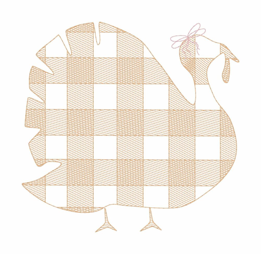 Plaid Sketch Turkey with Bow