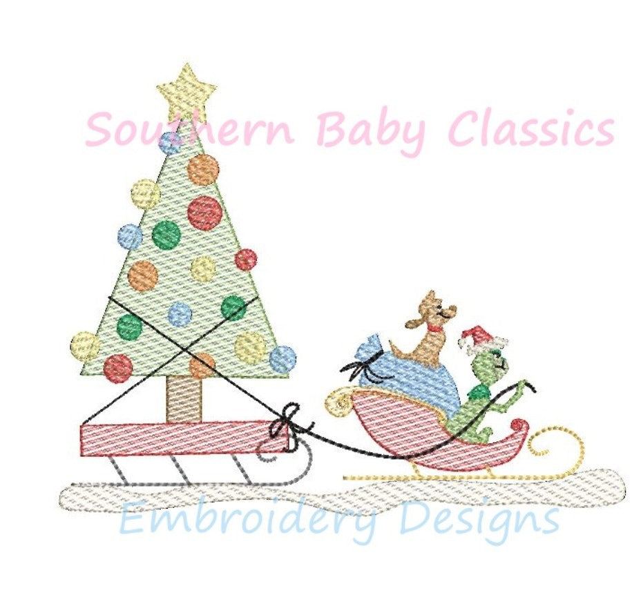 Mean Green One Sled and Tree