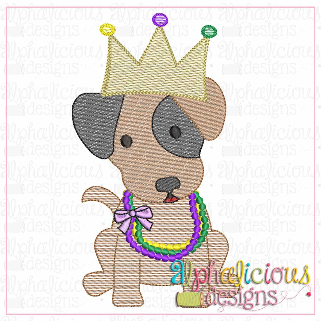 Mardi Gras Sketch Crown Pup