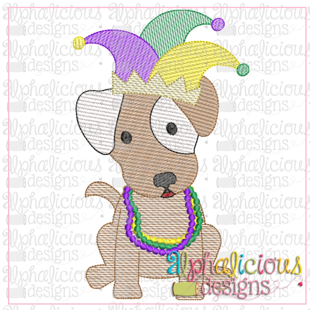 Mardi Gras Sketch Jester Hat Pup