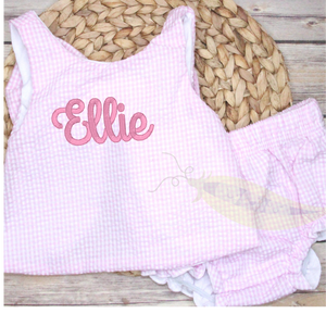 Pink Gingham Bow Swing Set