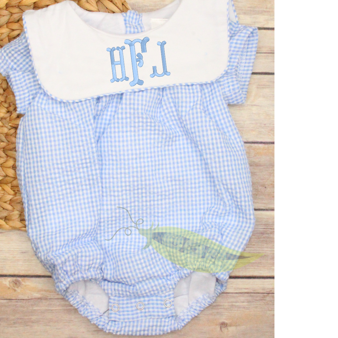 Boy's Light Blue Gingham Bib Bubble