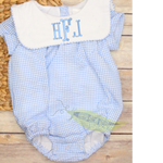 Load image into Gallery viewer, Boy&#39;s Light Blue Gingham Bib Bubble
