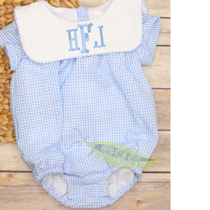 Boy's Light Blue Gingham Bib Bubble