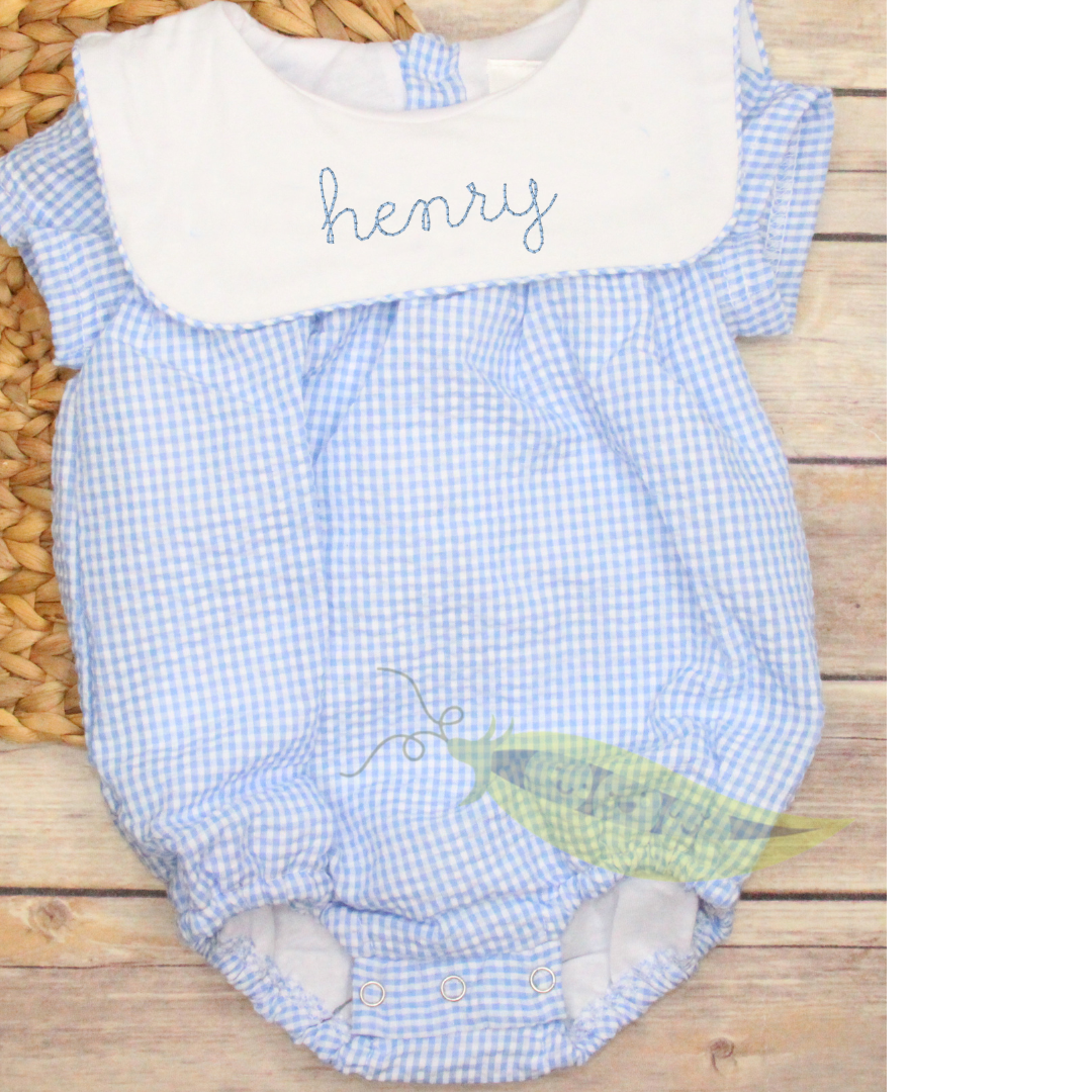Boy's Light Blue Gingham Bib Bubble