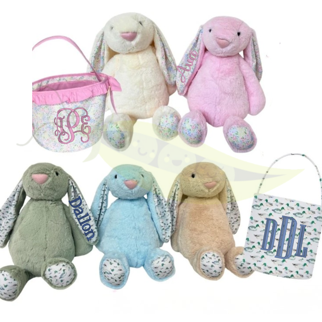 Limited Edition Floral and Duck Bucket Basket and Bunny