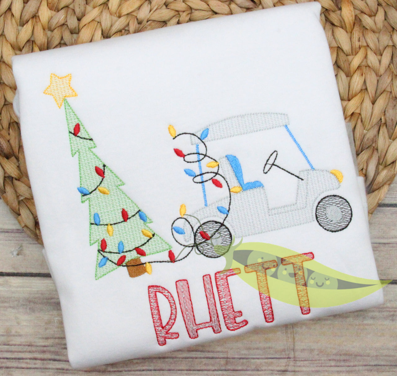 Golf Cart Pulling Christmas Tree