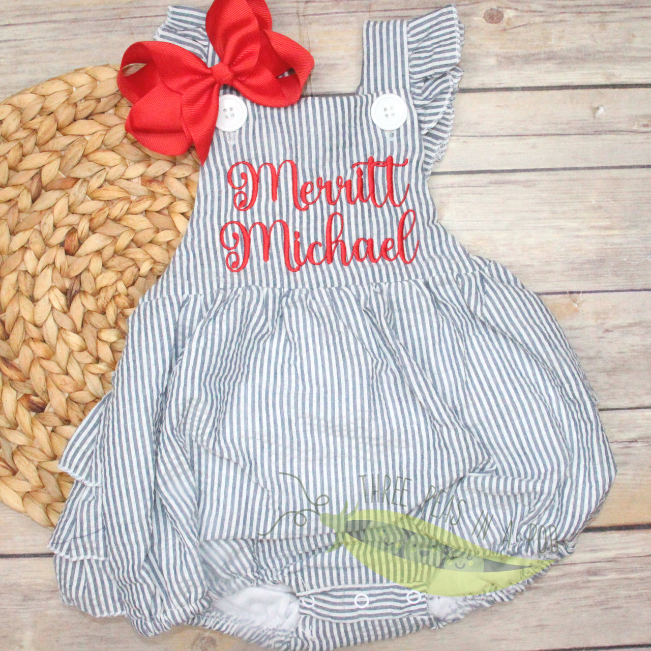 Sunsuit - Navy Seersucker