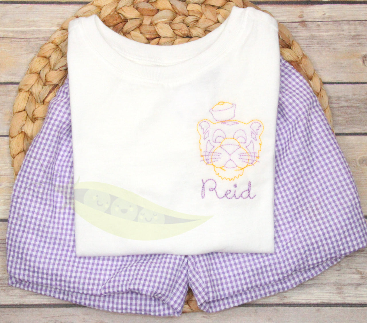 Tiger Seersucker Gingham Short Set