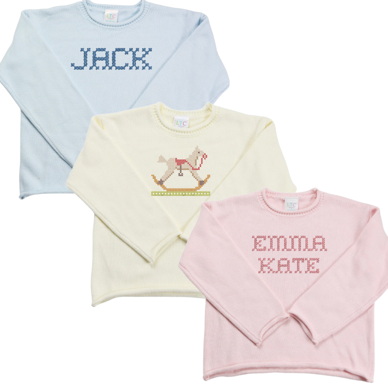 Rollneck Sweater with Cross Stitch