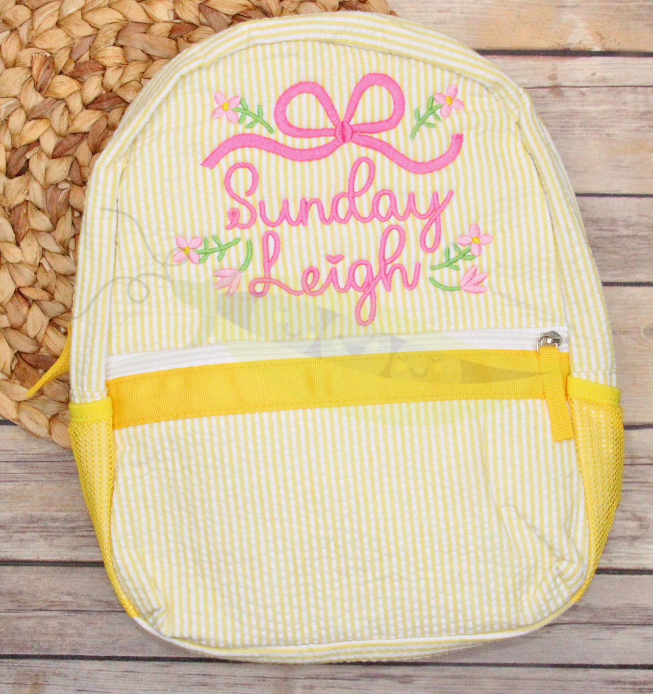 Yewllo and Pink Floral Seersucker Backpack - Toddler Size