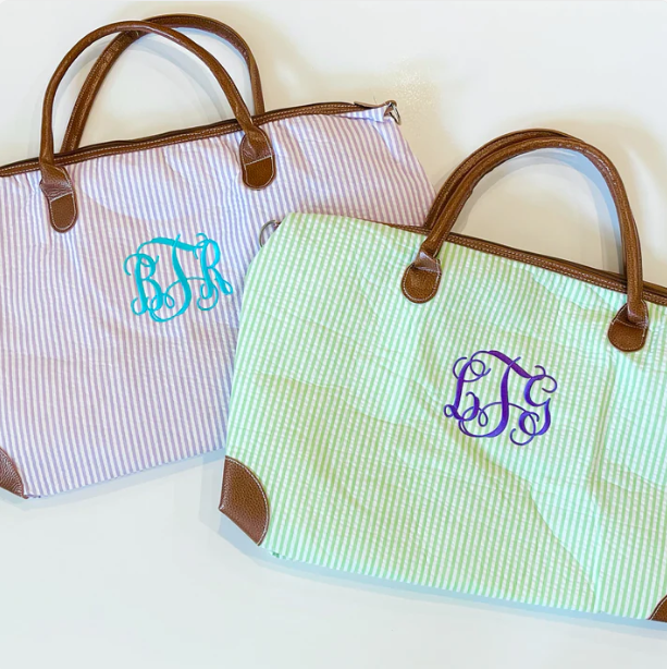 Seersucker Weekender Bag