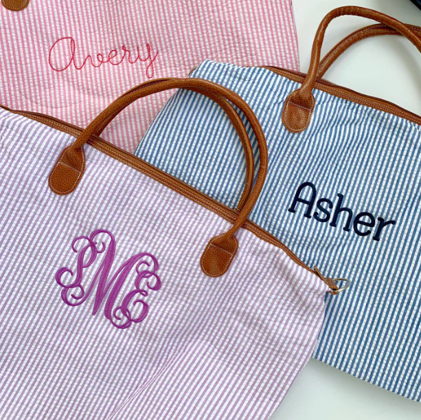 Seersucker Weekender Bag