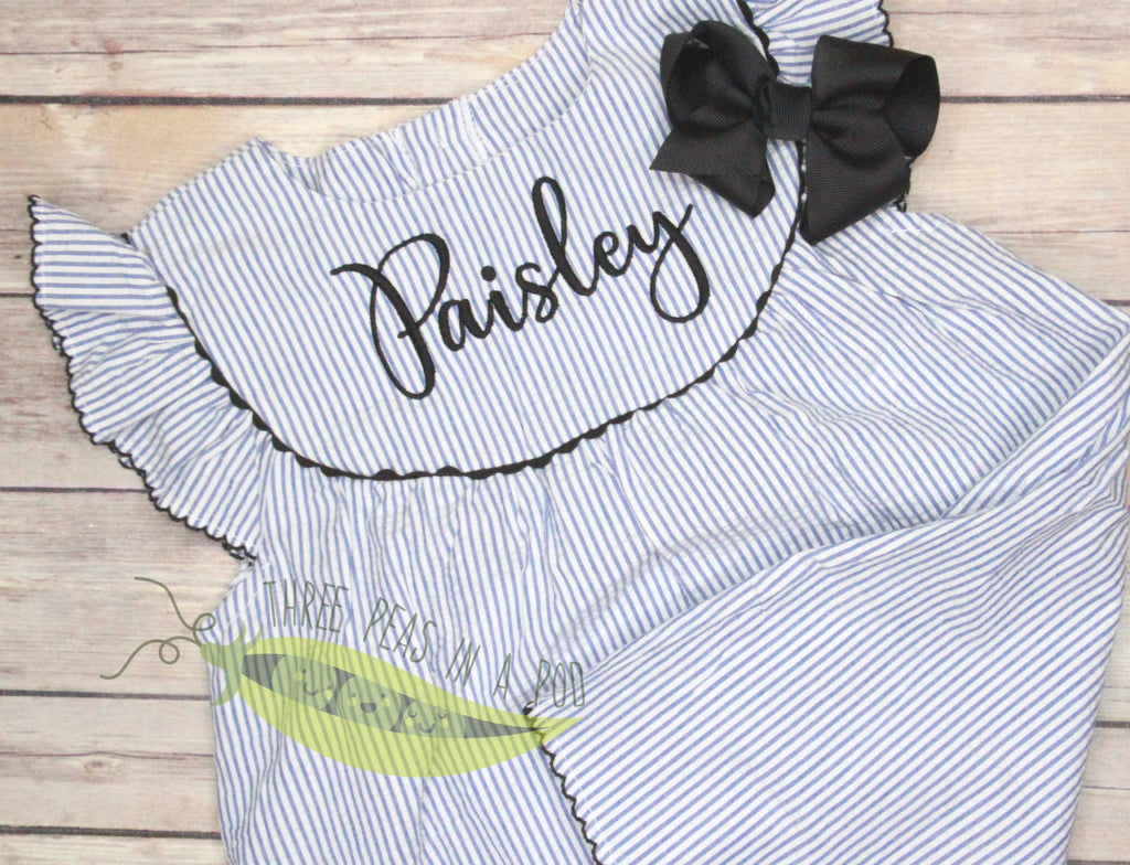 Monogrammed Navy + Black Gingham Dress