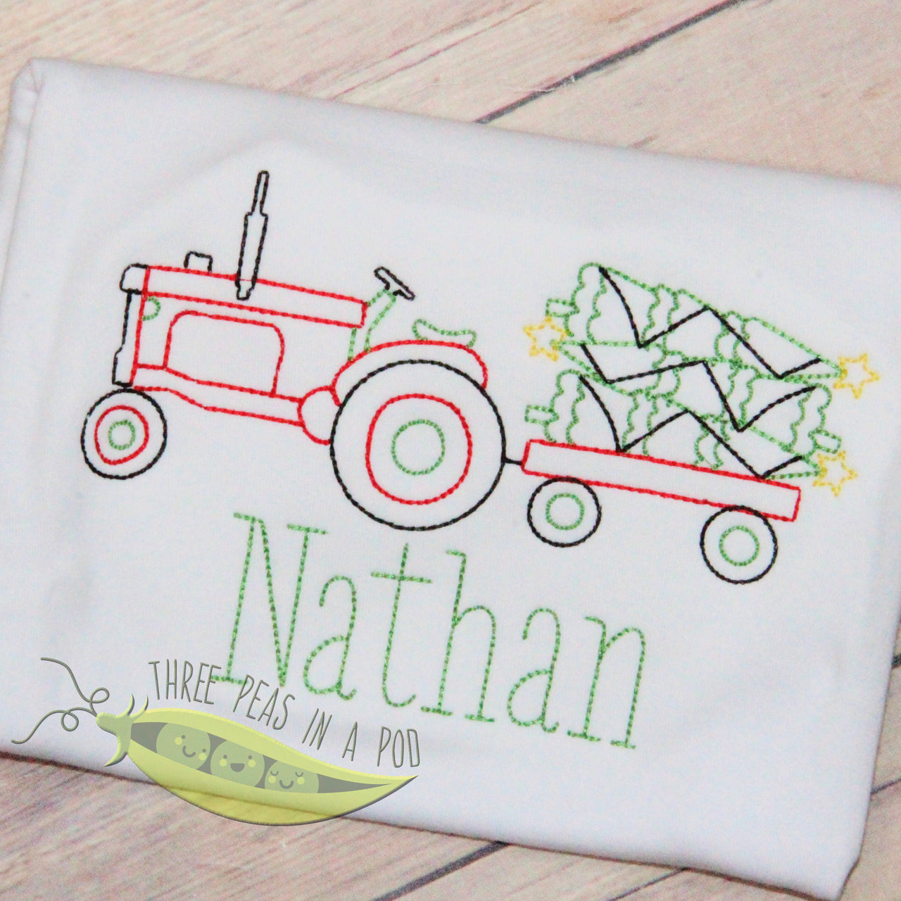 Red Christmas Tractor with Trees