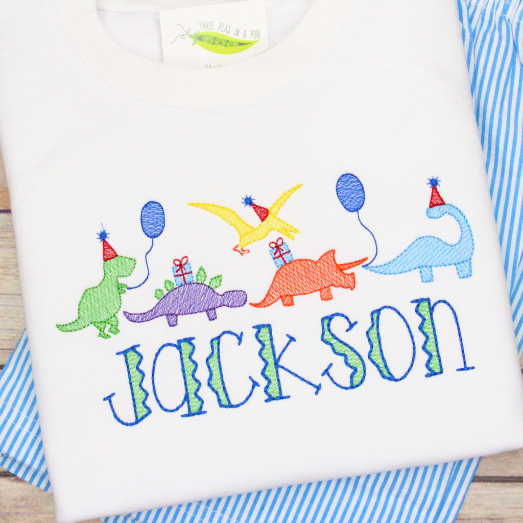 Birthday Dinosaurs Applique Design