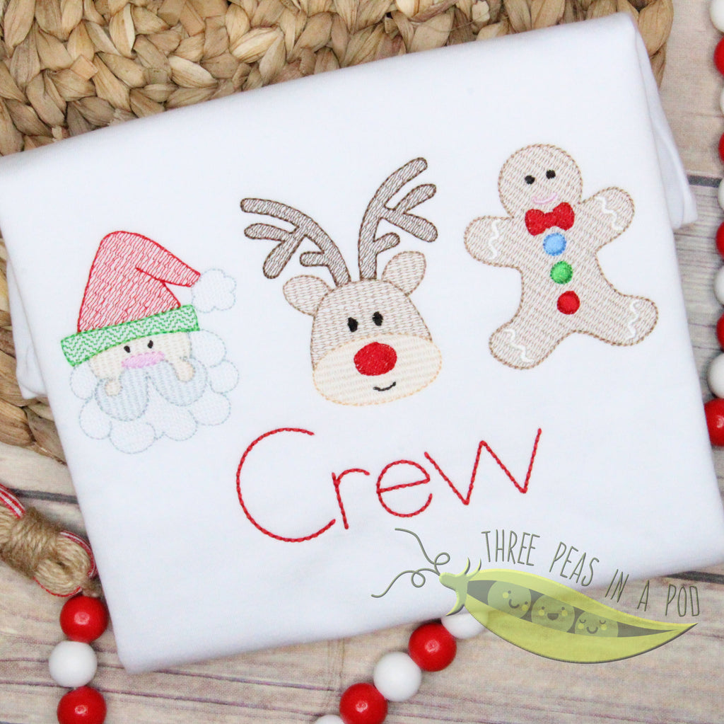 Santa, Reindeer, Gingerbread Boy, Holiday Christmas Trio