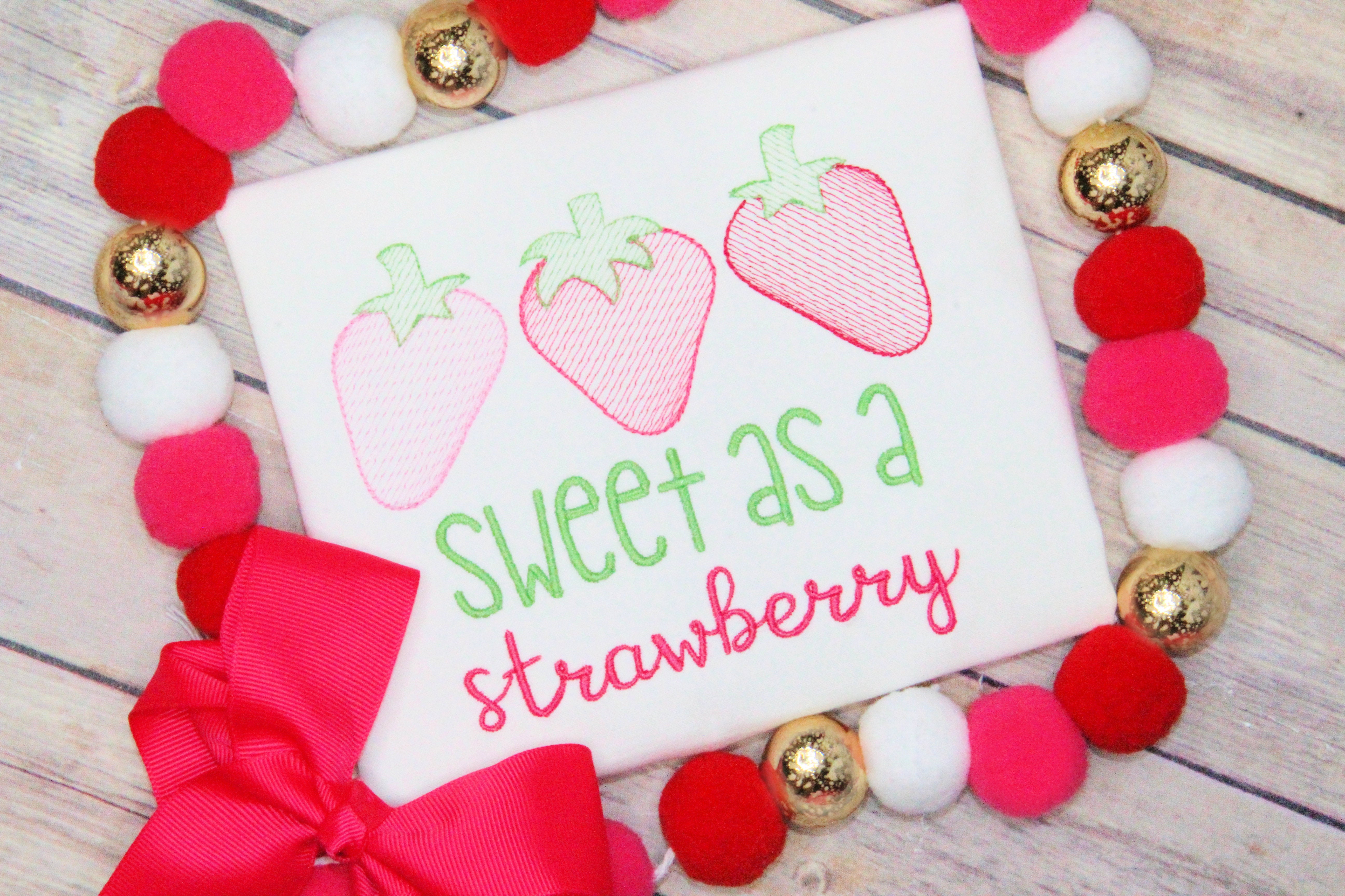 Strawberry Trio Embroidery Design