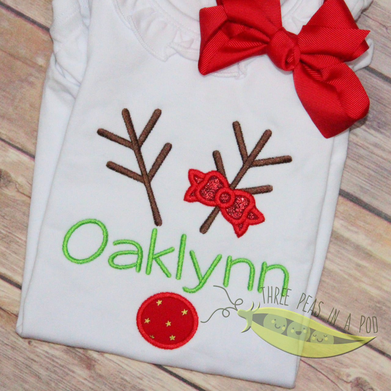 Reindeer Name Face with Bow