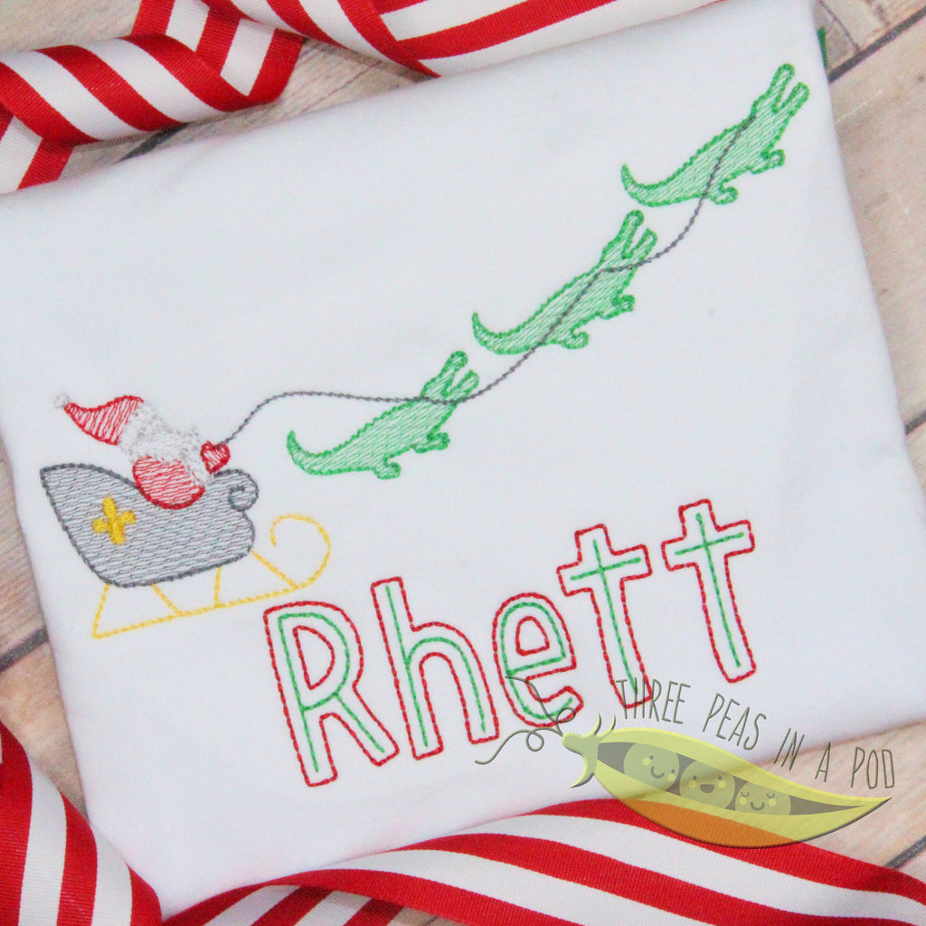 Cajun Santa Sleigh, Alligators Pulling Sleigh