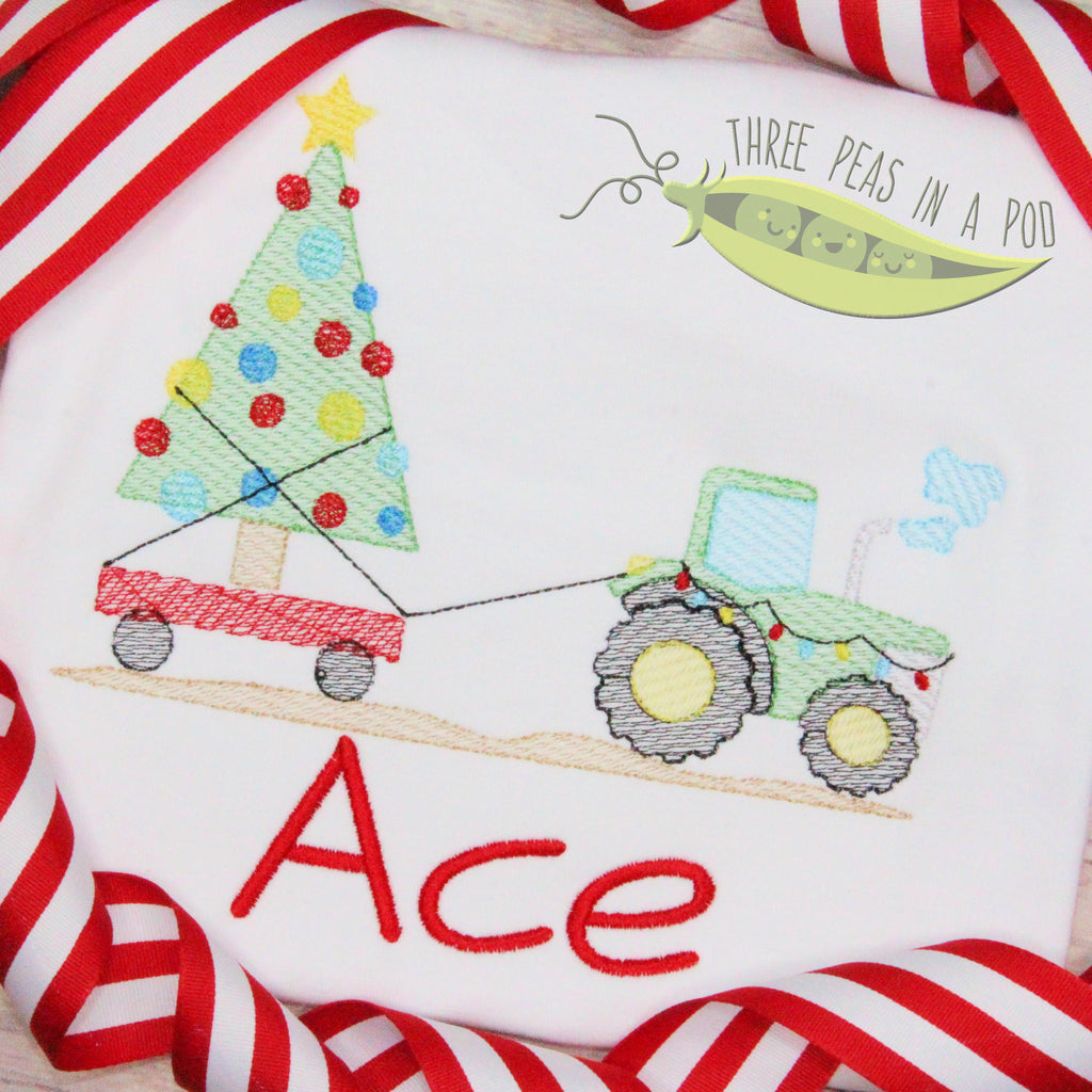 Tractor Pulling Pom Pom Christmas Tree