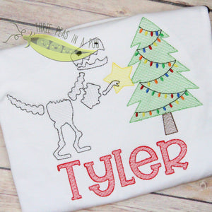 Dinosaur T-Rex Decorating Christmas Tree
