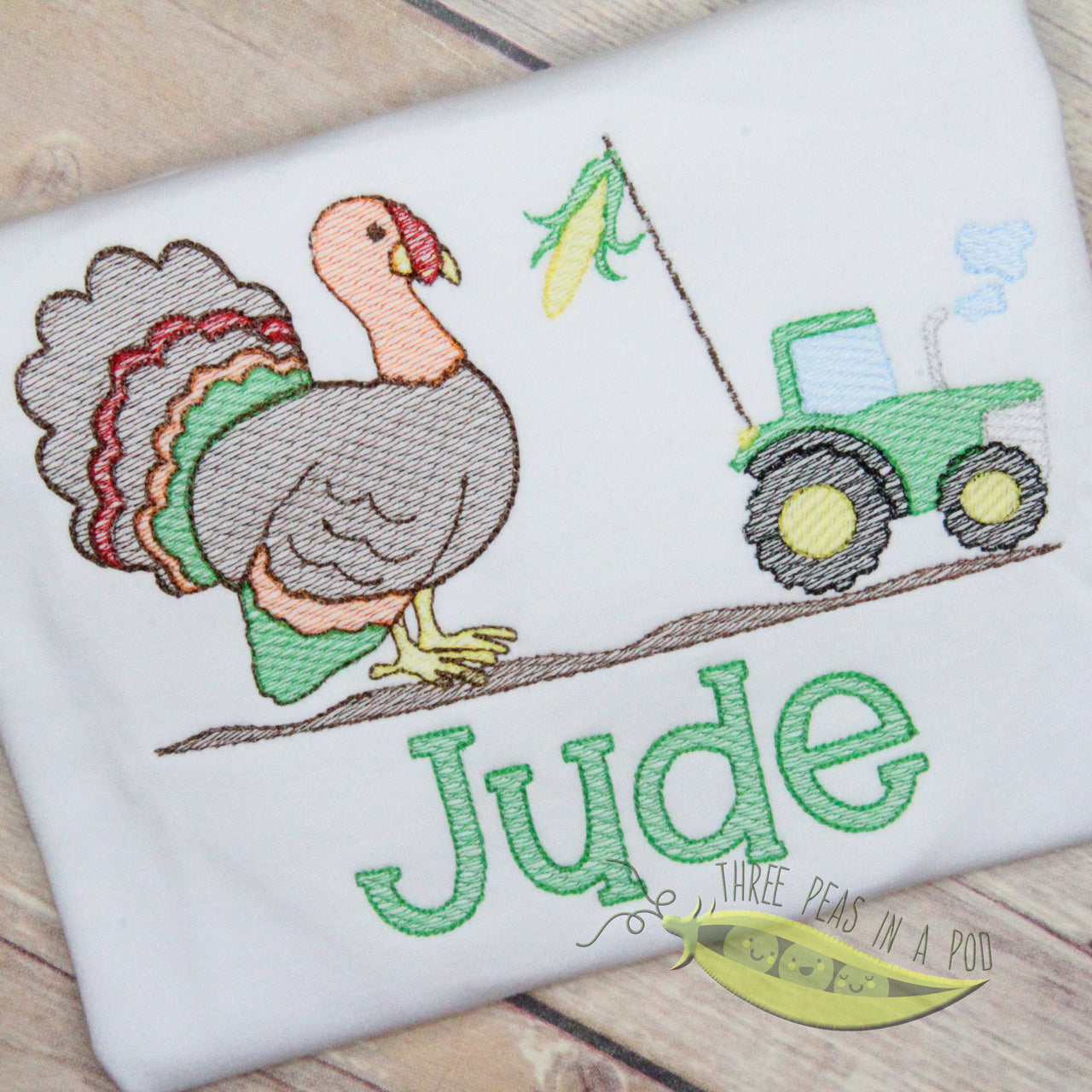 Turkey with Tractor Embroidery