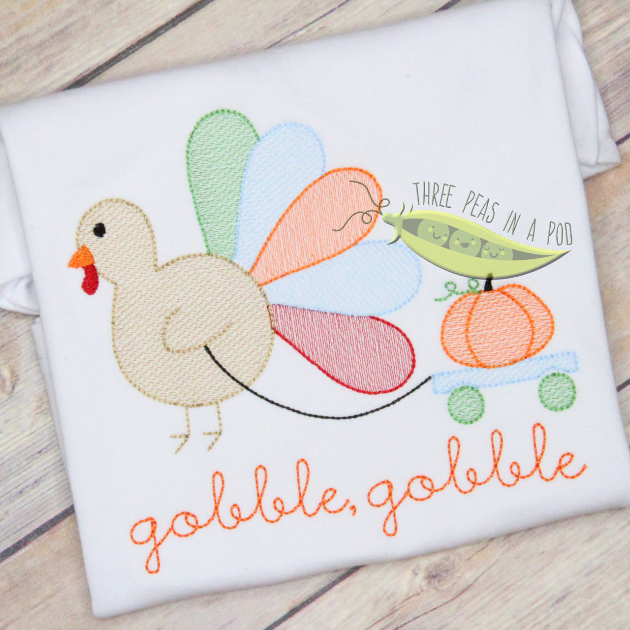Turkey Pulling Pumpkin Embroidery Design