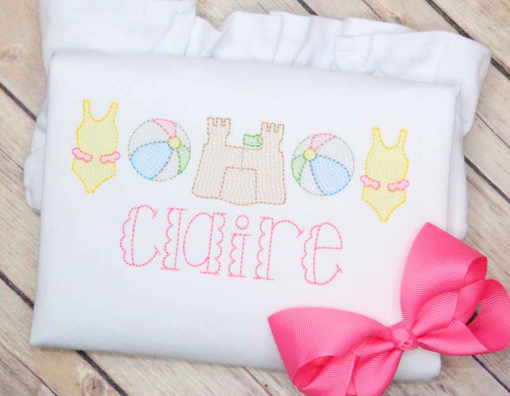 Beach Set Embroidery Design